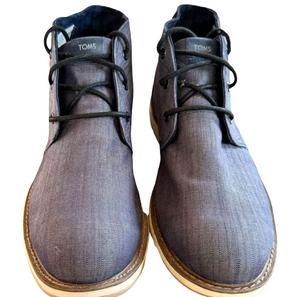 Toms Mens Navi Chukka Boots Blue Ankle Lace Up Breathable Casual Flat Heel 10.5 - Picture 6 of 10